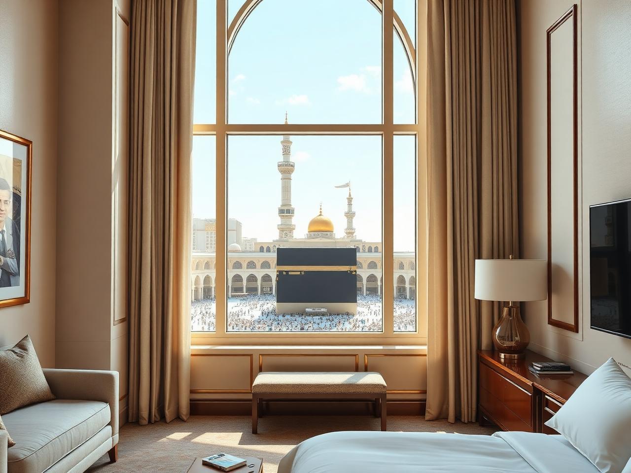 Star hotel room overlooking Masjid al-Haram in Makkah