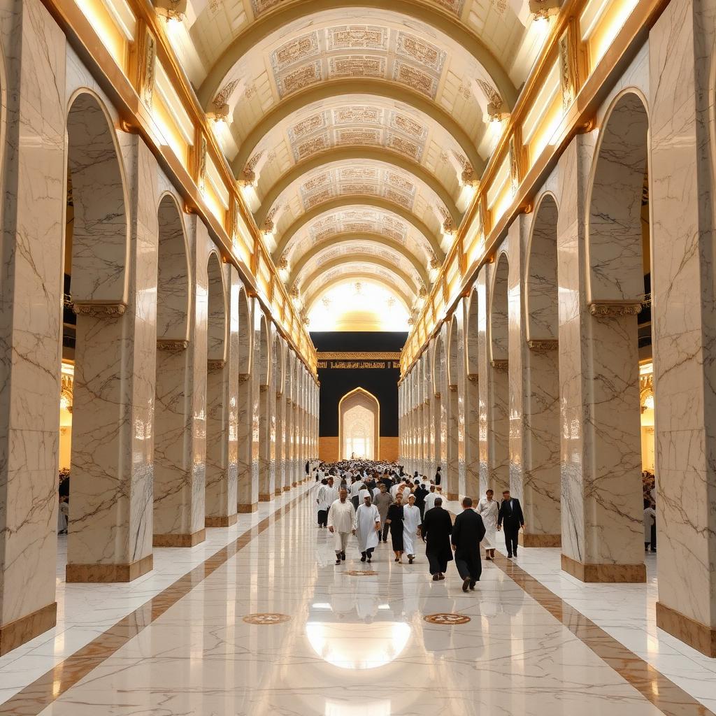 Marble corridor inside the Grand Mosque
